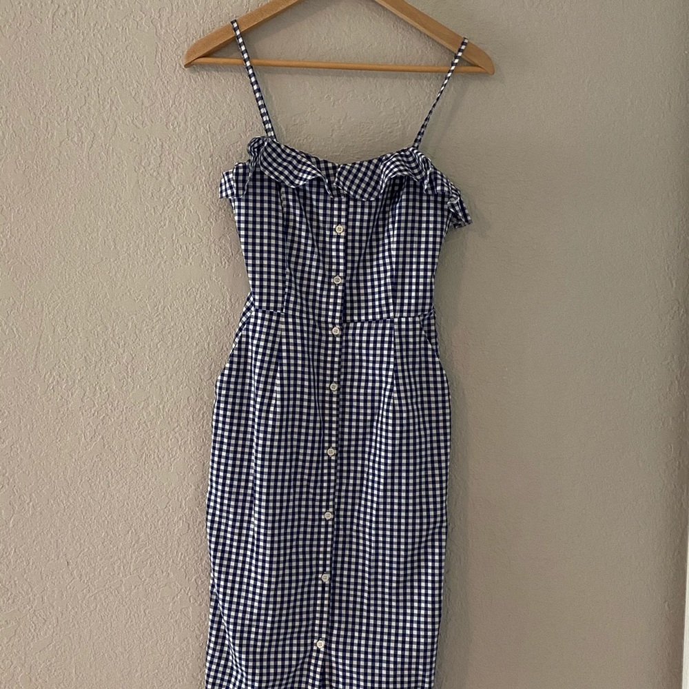 H&M blue checker dress
